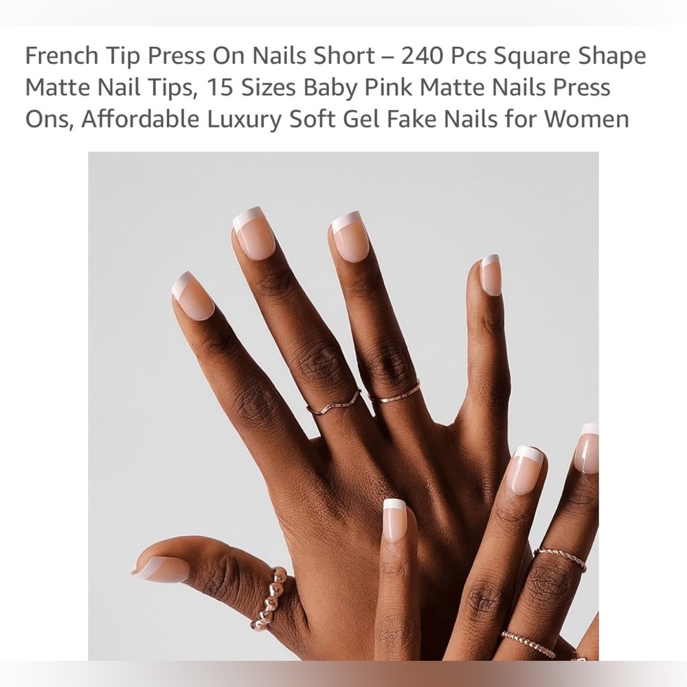 French Tip Press On Nails - Baby Pink Matte lot of 6